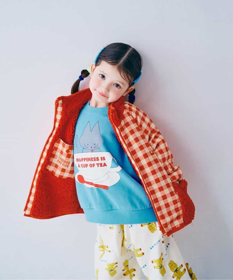 p.premier ボア リバーシブルアウター キッズ 子供服 男の子 女の子 フードなし 80 90 100 110 120 130 140 レッド