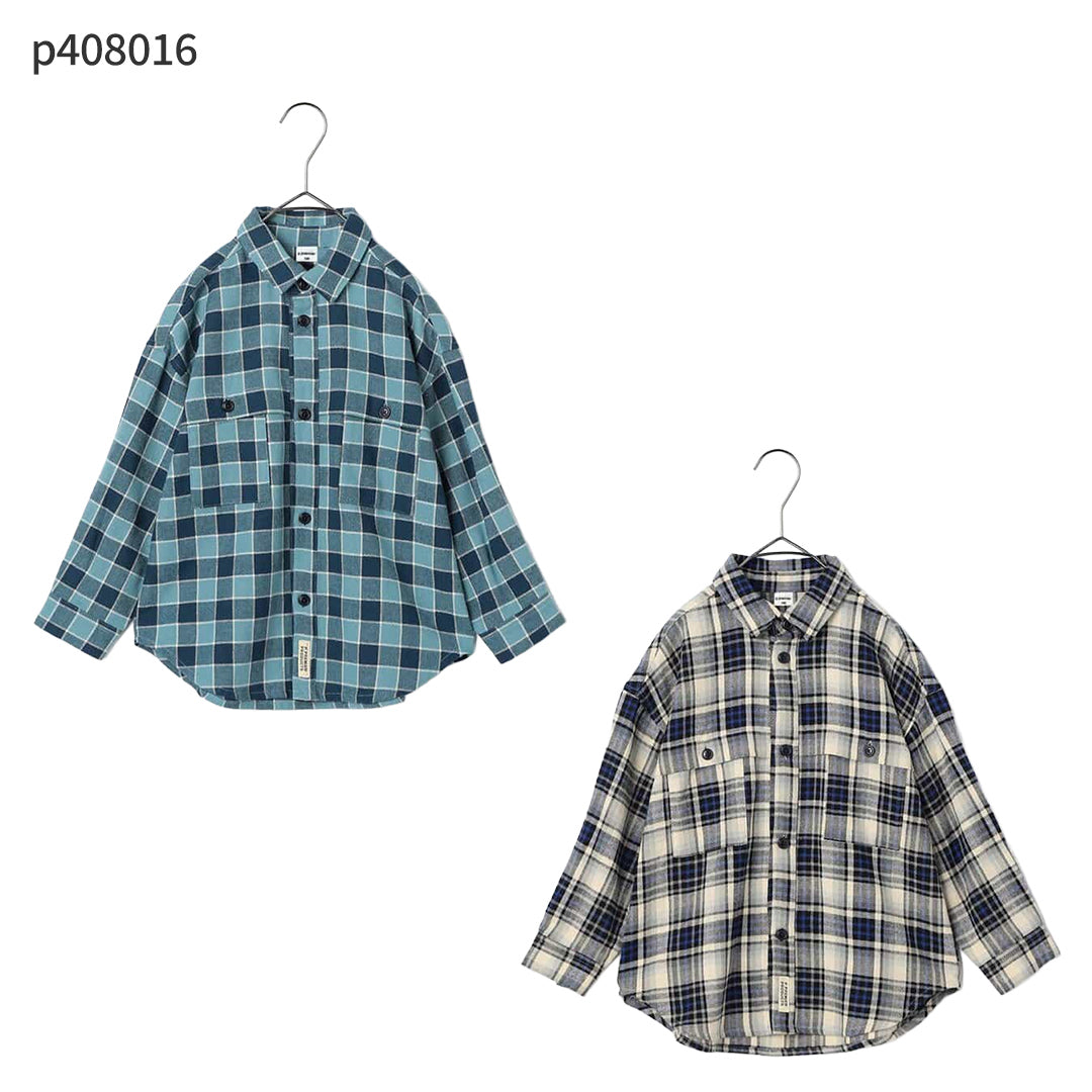 p.premier フランネルチェックオーバーシルエットシャツ
