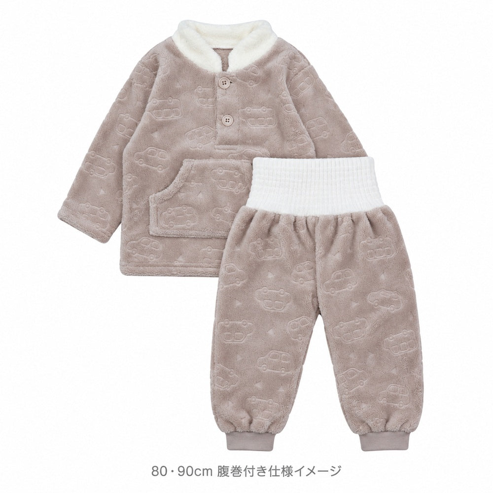 腹巻付き フリースパジャマ キッズ ベビー 長袖 上下セット