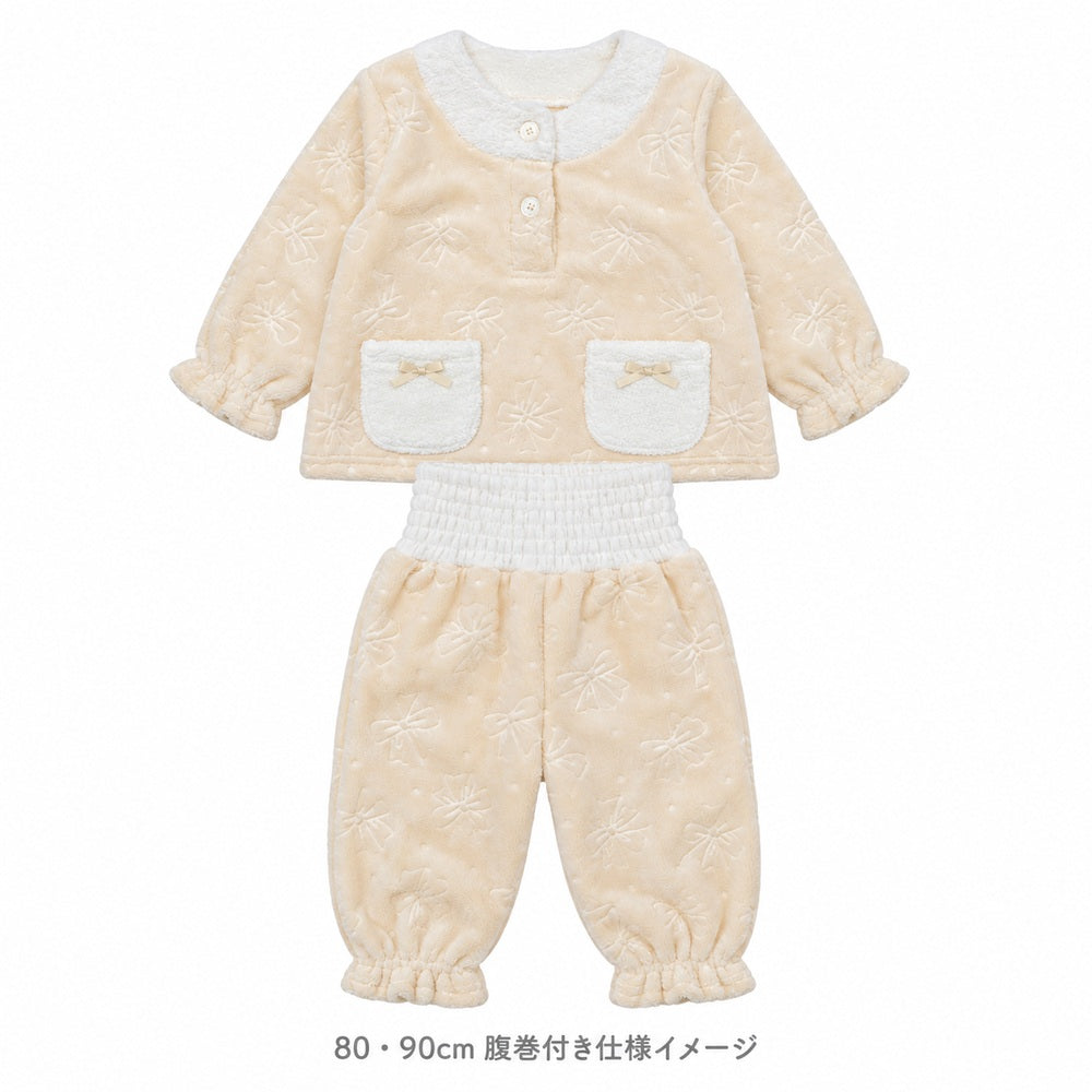 腹巻付き フリースパジャマ キッズ ベビー 長袖 上下セット