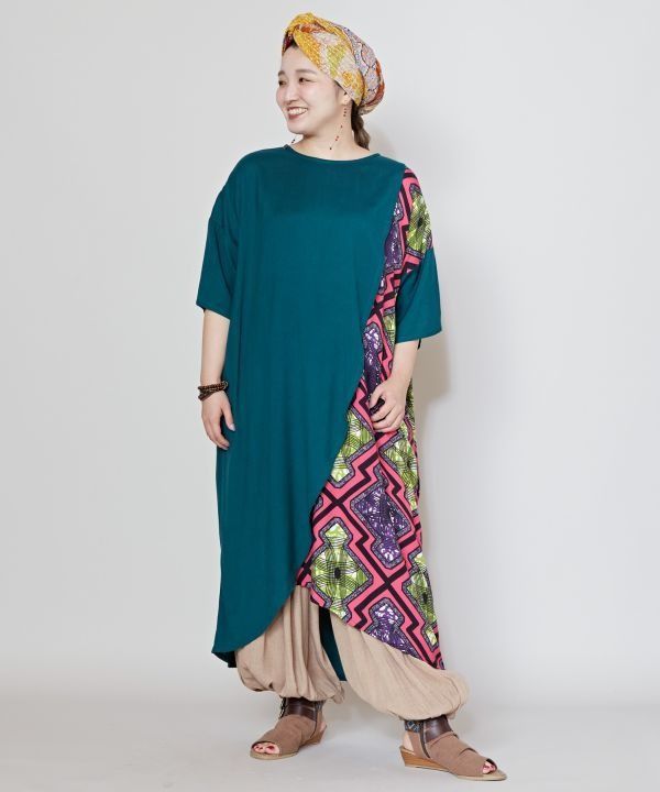 Amina/iac5131/ラフィキワンピース/green チャイハネ CAYHANE