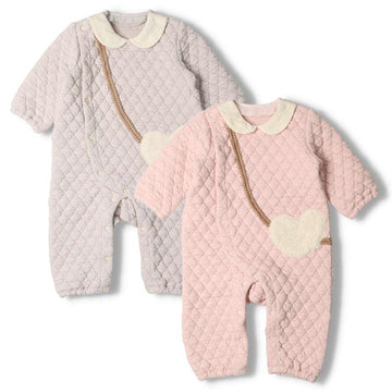 kid´s zoo ニットキルトハートポシェット付きオール