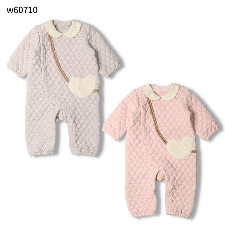 kid´s zoo ニットキルトハートポシェット付きオール