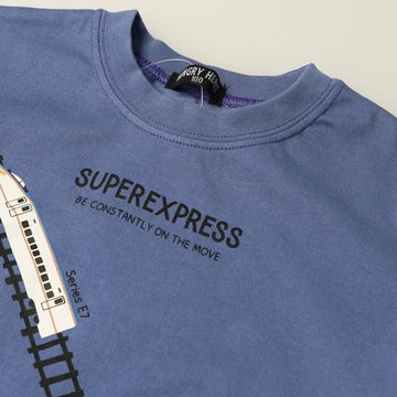 Hungry Heart 新幹線電車線路プリント半袖Ｔシャツ