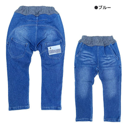 キッズ デニム ストレッチ パンツ サルエルパンツ ズボン ボトムス 子ども 男の子 女の子 細身 スキニー 保育園幼稚園 小学生 オフィシャルチーム