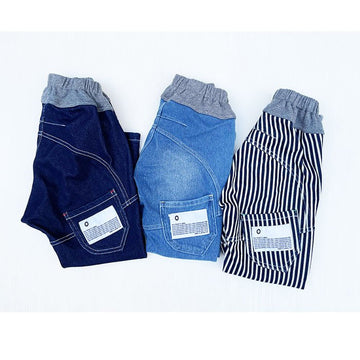 キッズ デニム ストレッチ パンツ サルエルパンツ ズボン ボトムス 子ども 男の子 女の子 細身 スキニー 保育園幼稚園 小学生 オフィシャルチーム