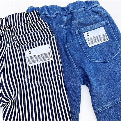 キッズ デニム ストレッチ パンツ サルエルパンツ ズボン ボトムス 子ども 男の子 女の子 細身 スキニー 保育園幼稚園 小学生 オフィシャルチーム