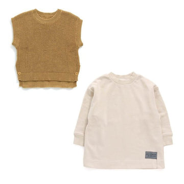 子供服 長袖 キッズ トレーナー ジレ付き ベスト付き スウェット ニット トップス 綿 カットソー こども 女の子 男の子 かわいい シンプル セラフ